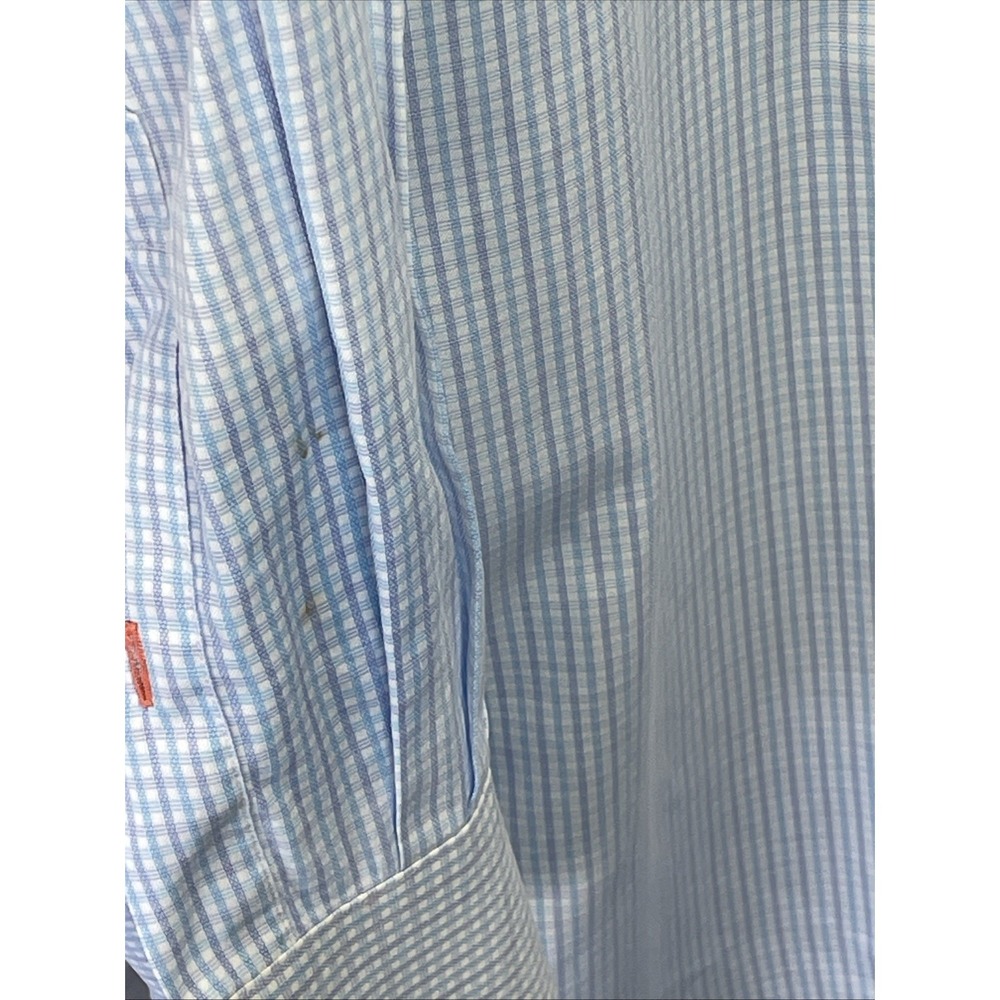 Tommy Bahama Mens 17.5 32 /33 Blue Check 100% Cotton LS Button Up Shirt Classic - Picture 9 of 16